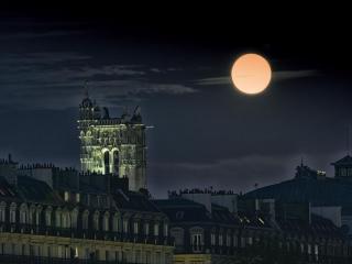 обои Полная луна над Парижем фото