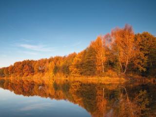 обои для рабочего стола: Осенний минимализм на озере