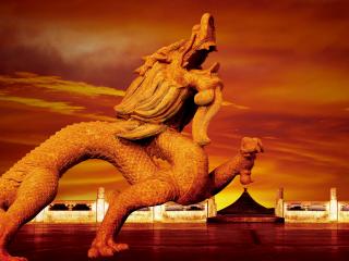 обои Каменный китайский дракон фото