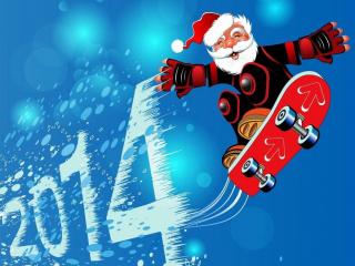 обои Дед Мороз на скейте фото