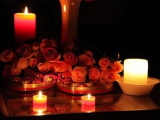обои Свечи и розы фото