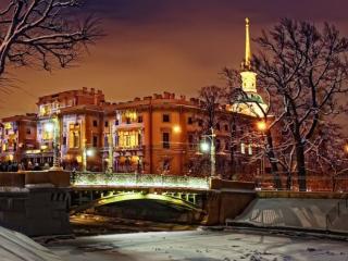 обои Санкт-Петербург. Зимний вечер фото