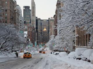 обои для рабочего стола: Зима в Нью-Йорке. США