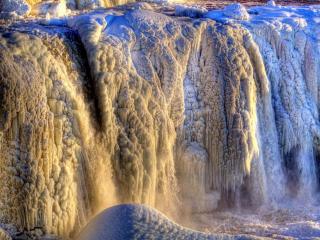 обои Жёлто-синий водопад фото