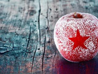 обои для рабочего стола: Яблоко с нарисованной звездой