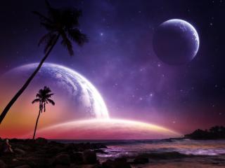 обои Космическая ночная панорама фото