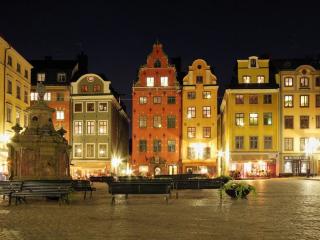 обои Площадь ночного Стокгольма фото