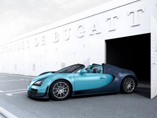 обои для рабочего стола: Bugatti Veyron выезд с бокса