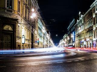 обои Улица ночного Санкт-Петербурга фото