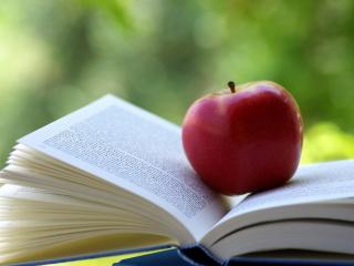 обои Красное яблоко на книге фото