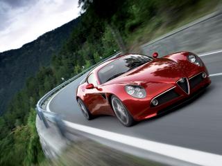 обои для рабочего стола: Красный Alfa Romeo 8C Competizione