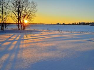обои Зимний закат деревенский фото