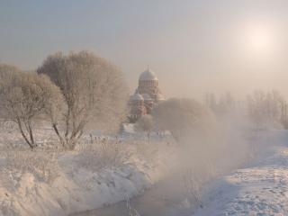 обои для рабочего стола: Холодное утро в России