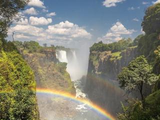 обои Водопад Виктория и радуга,   Зимбабве фото