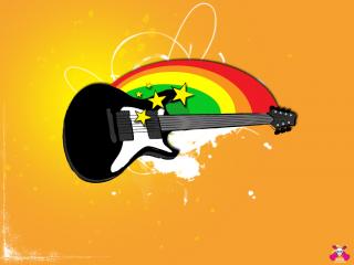 обои Гитара и радуга фото