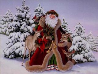 обои Дед мороз с олежками фото