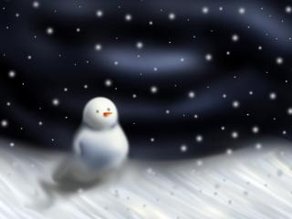 обои Снеговичок в метель фото