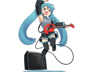 обои Vocaloid - девушка с гитарой фото