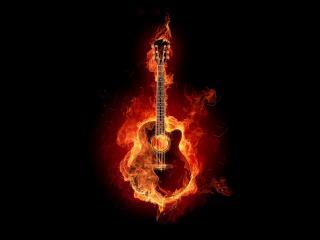 обои Гитара в огне фото