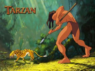 обои Тарзан против тигра фото