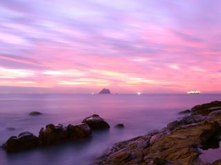 обои Фиолетовый закат на море фото