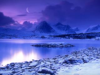 обои Cold Mountain Lake at Dusk, Skarstad, Norway фото