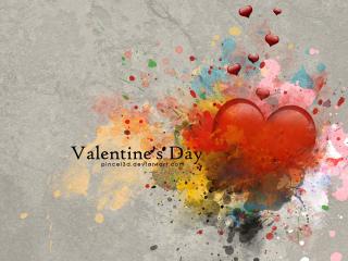 обои День Св. Валентина - Сердце и разбрызганные краски фото