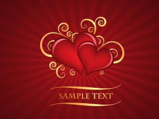 обои Два сердца и надпись - SAMPLE TEXT фото