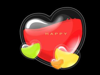 обои Наполненные разноцветные сердечки с надписью - HAPPY фото