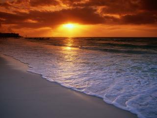 обои Sunrise Over the Caribbean Sea, Playa del Carmen, Mexico фото