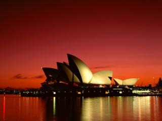 обои Scarlet Night, Sydney Opera House, Sydney, Australia фото