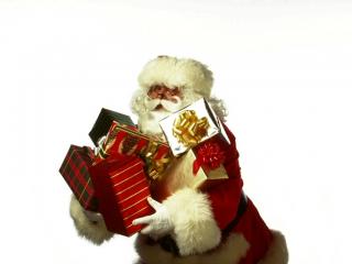 обои Санта с подарками фото
