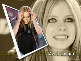 обои Avril Lavigne с микрофоном фото