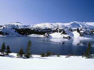 обои Снег и озеро фото