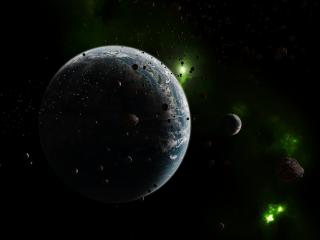 обои Планета в астероидах фото