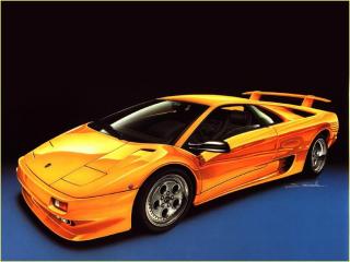 обои Lamborghini Diablo - оранжевая фото
