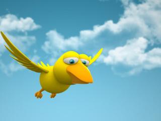обои Летящий жёлтый птичка фото