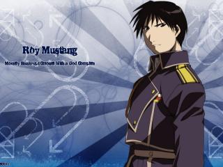 обои для рабочего стола: Fullmetal alchemist roy mustang blue style