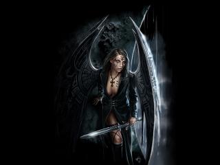 обои Девушка с мечем и крыльями фото