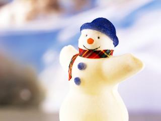 обои для рабочего стола: Снеговик встречающий новый год