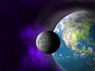 обои Земля с Луной в космосе фото