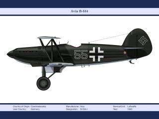 обои Немецкий, чёрный самолёт со свастикой Avia B-534 фото