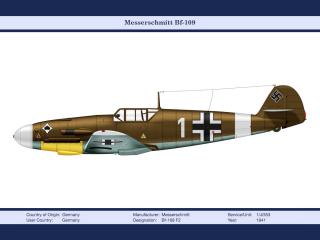 обои Классический истребитель Messerschimtt Bf-109 коричневой раскраски фото