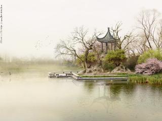 обои Пагода у озера. Творчество китайских мастеров фотошопа фото