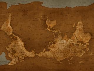 обои Перевёрнутая карта мира на пожелтевшем гобелене фото