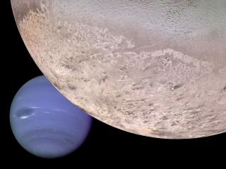 обои Нептун и спутник Тритон фото