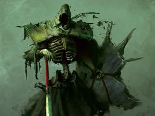обои Тёмный рыцарь-скелет в грязном плаще фото