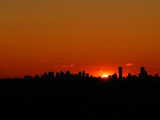 обои Рассвет над американским городом Бостон фото
