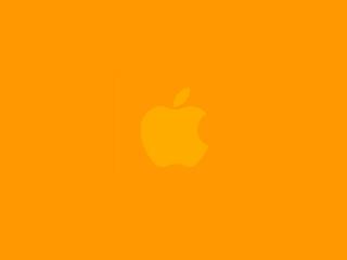 обои Желтый значок Apple на оранжевом фоне фото