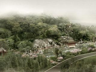 обои Китайские постройки в лесу фото